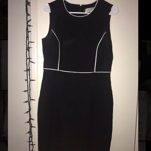 kasper constrast piping black and white dress